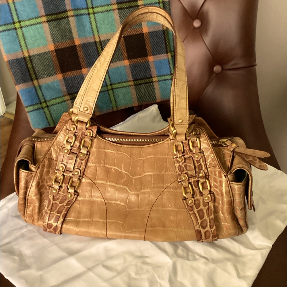 Cole Haan Croc embossed satchel handbag